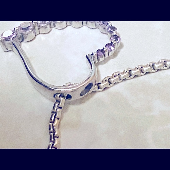 STUNNING Large Amethyst & Sterling Silver Tilt Slide-On Pendant - Picture 6 of 10